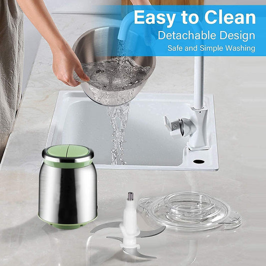 Vinskep 2L Electric Food Chopper & Meat Grinder - 220W Powerful Motor, 2 Speeds, Stainless Steel Bowl - For Mincing Meat, Chopping Vegetables, Onions, Nuts & More