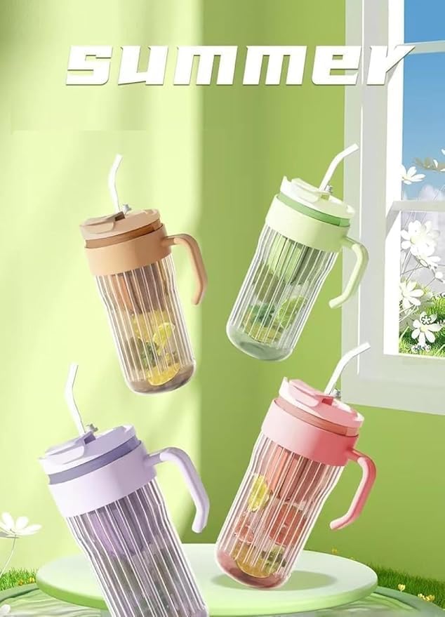 500ml Glass Tumbler with Infuser Lid - Reusable Travel Bottle with Handle & Straw for Iced Tea, Coffee, Smoothies & Juice