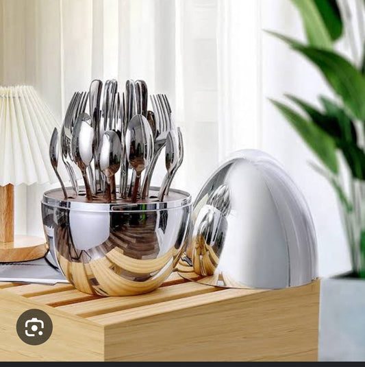 24-Piece Luxury Stainless Steel Flatware Set, Service for 6 - Mirror Polished Silver