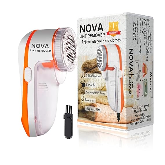 Nova Lint Remover for Clothes | Electric Fabric Shaver & Dust Cleaner | Removes Lint, Fuzz, Pills | 1-Year Warranty