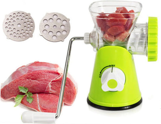 Manual Meat Grinder - Heavy Duty Hand Crank Mincer & Sausage Stuffer for Beef, Game, Vegetables with 3 Grinding Plates