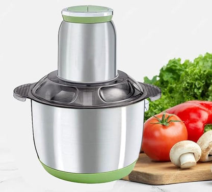 Vinskep 2L Electric Food Chopper & Meat Grinder - 220W Powerful Motor, 2 Speeds, Stainless Steel Bowl - For Mincing Meat, Chopping Vegetables, Onions, Nuts & More