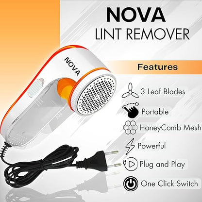 Nova Lint Remover for Clothes | Electric Fabric Shaver & Dust Cleaner | Removes Lint, Fuzz, Pills | 1-Year Warranty