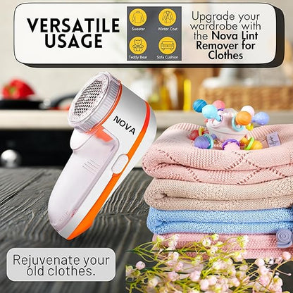 Nova Lint Remover for Clothes | Electric Fabric Shaver & Dust Cleaner | Removes Lint, Fuzz, Pills | 1-Year Warranty
