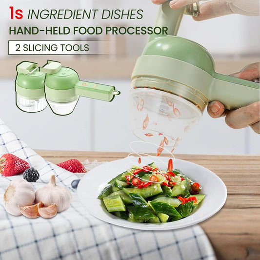 4-in-1 Wireless Electric Food Chopper - Portable Vegetable Chopper for Onion, Garlic, Meat & Herbs