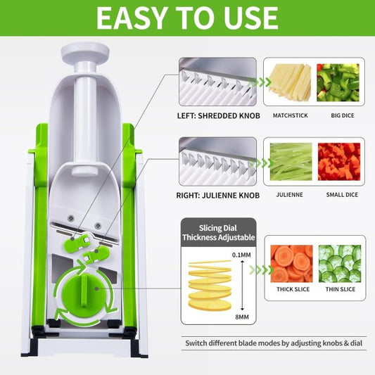 ONCE FOR ALL Safe Mandoline Slicer 5 in 1 Vegetable Chopper Food Potato Cutter,