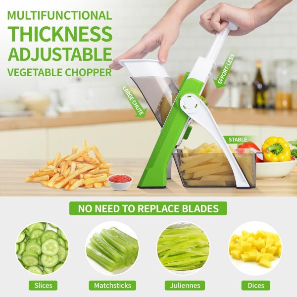 ONCE FOR ALL Safe Mandoline Slicer 5 in 1 Vegetable Chopper Food Potato Cutter,