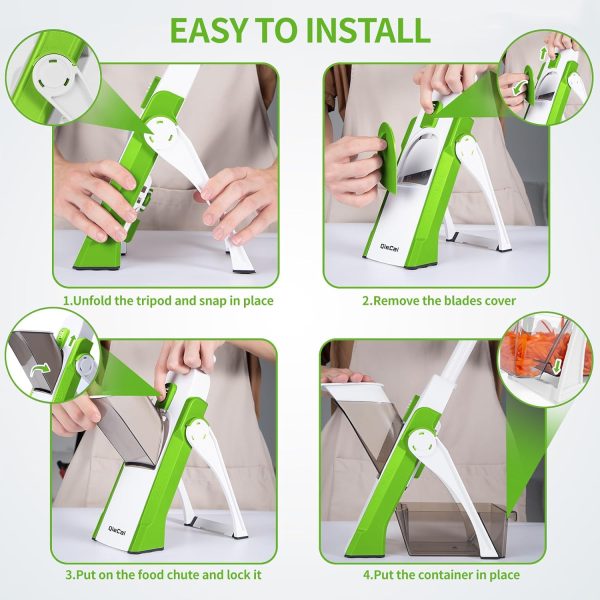 ONCE FOR ALL Safe Mandoline Slicer 5 in 1 Vegetable Chopper Food Potato Cutter,