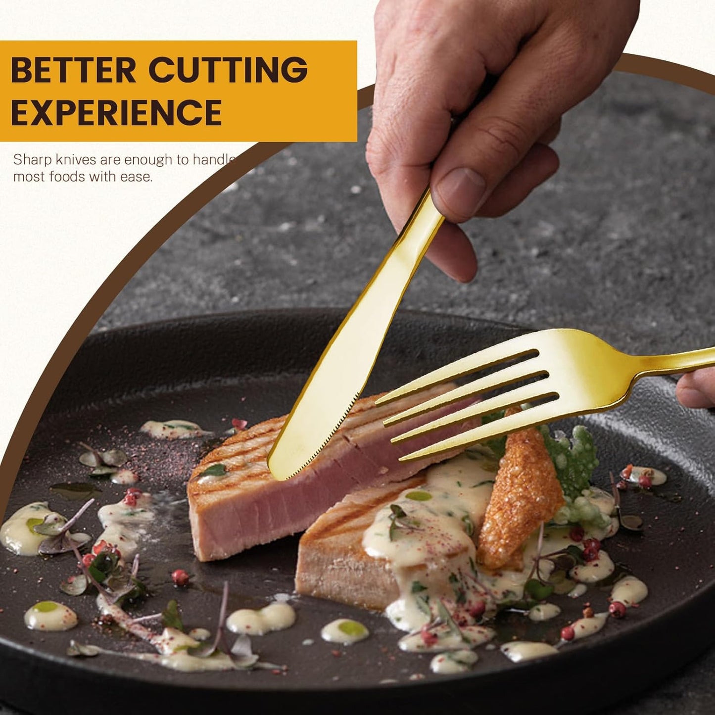 24-Piece Stainless Steel Flatware Set for 6 with Hanging Rack Caddy | Gold & Silverware Cutlery Set