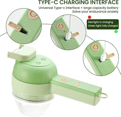 4-in-1 Wireless Electric Food Chopper - Portable Vegetable Chopper for Onion, Garlic, Meat & Herbs