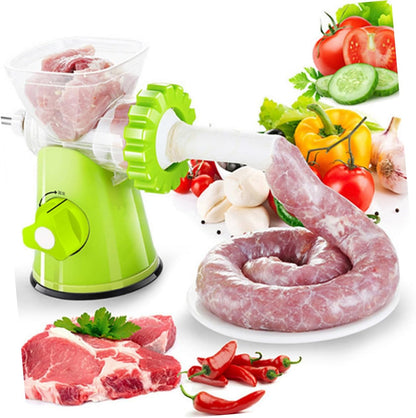 Manual Meat Grinder - Heavy Duty Hand Crank Mincer & Sausage Stuffer for Beef, Game, Vegetables with 3 Grinding Plates